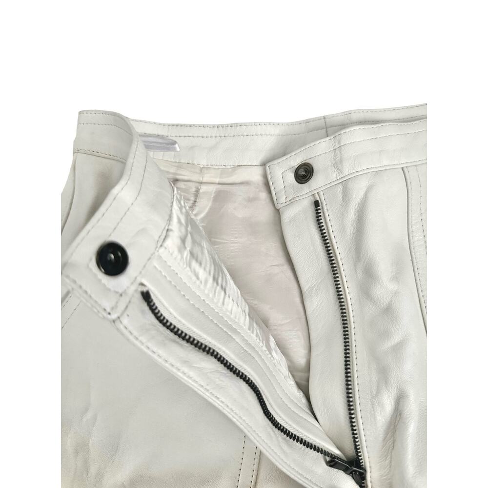 Longchamp White Italian Lamb Leather Pants Tapered Joggers High Rise Pants Sz 36 - Picture 8 of 15
